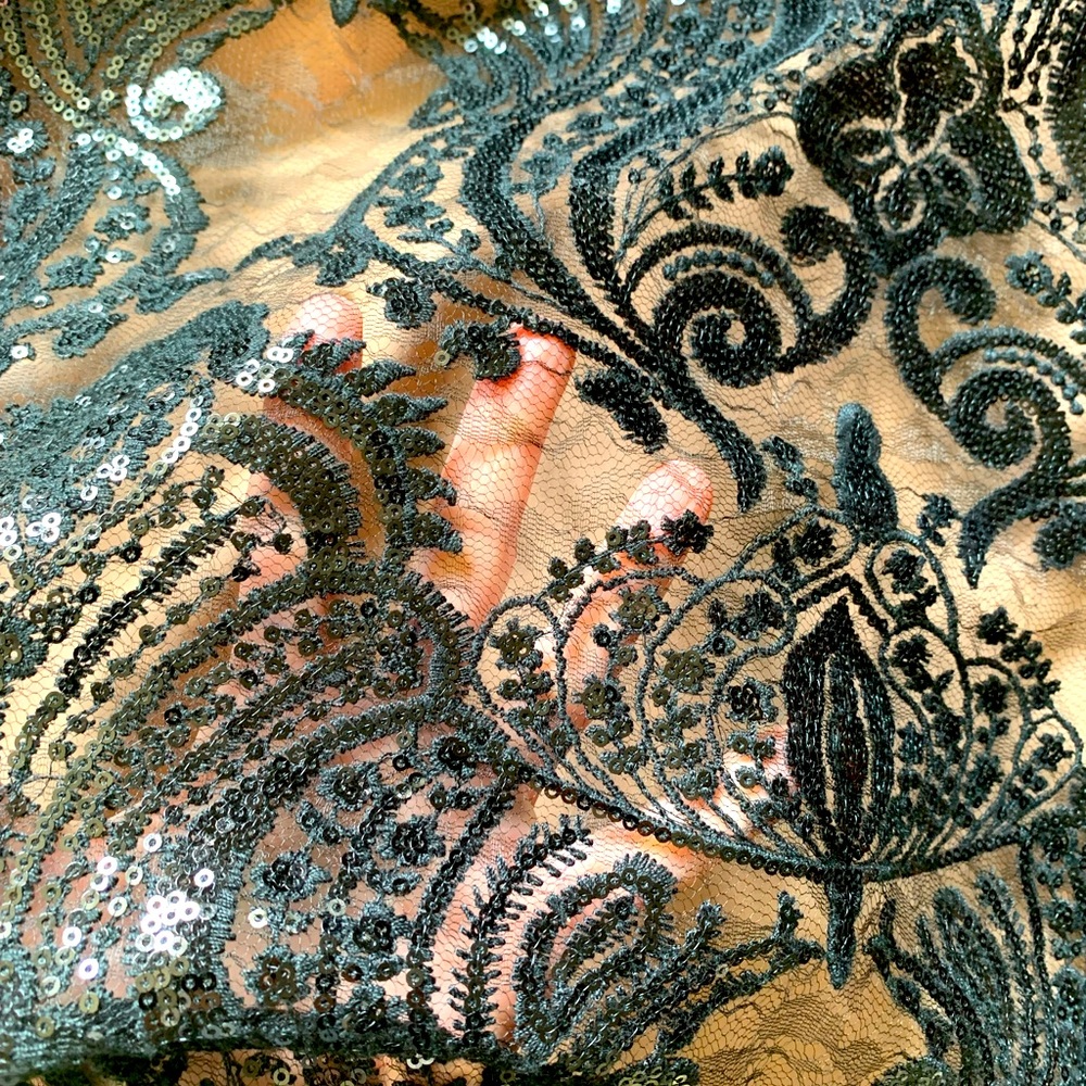 Free People Black Night Shimmers Mini Dress NWT Plunge Party Dress - Picture 14 of 15